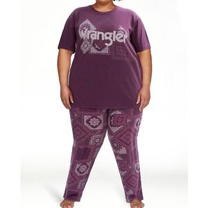 Wrangler Short Sleeve Sleep/Loungewear Amaranth Purple Paisley 4X NWT